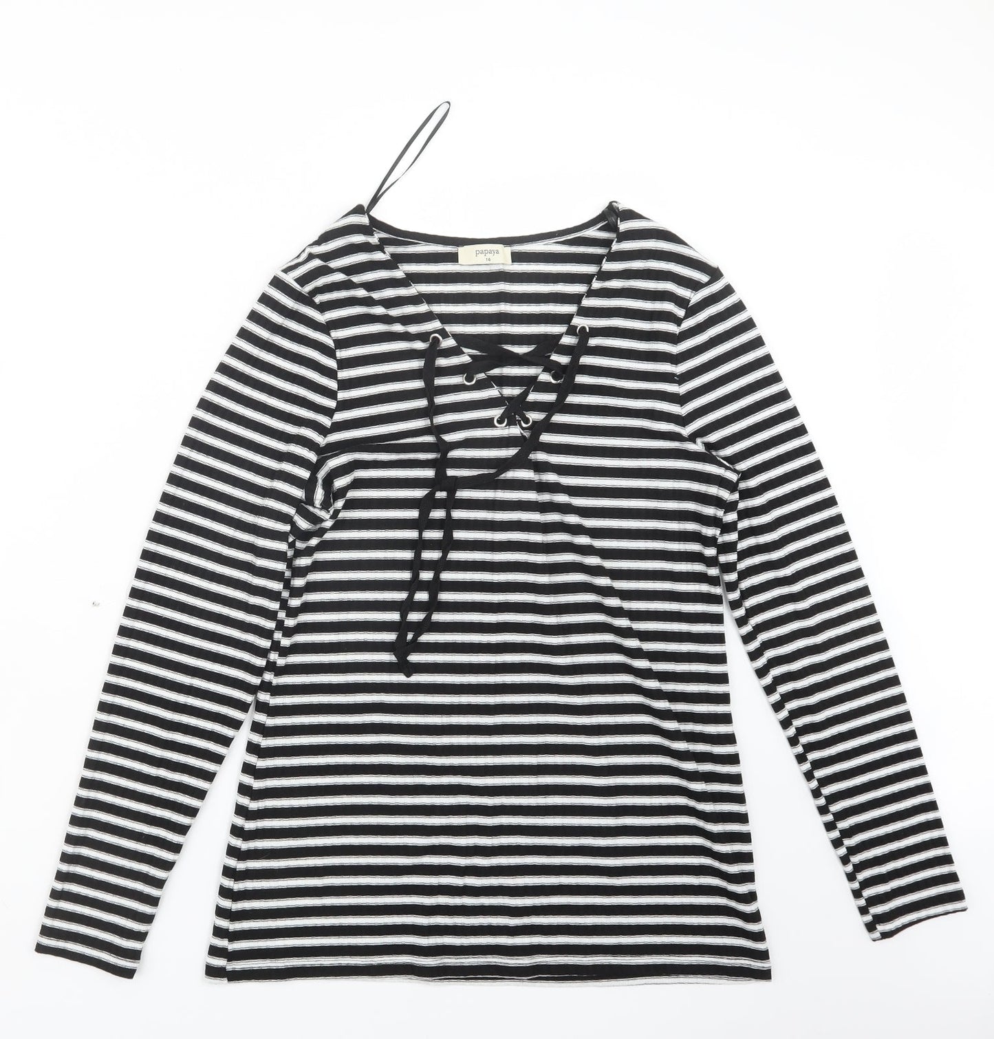 Papaya Womens Black Striped  Pullover Jumper Size 14