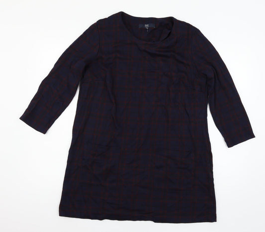 Isle Womens Blue Plaid  Mini  Size 14