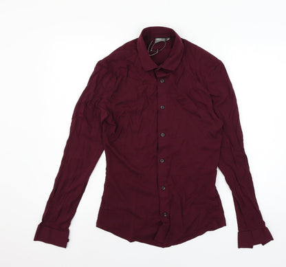 Additional front view of ASOS women’s purple basic button-up, size S