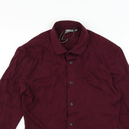Close-up detail of ASOS women’s purple basic button-up, size S