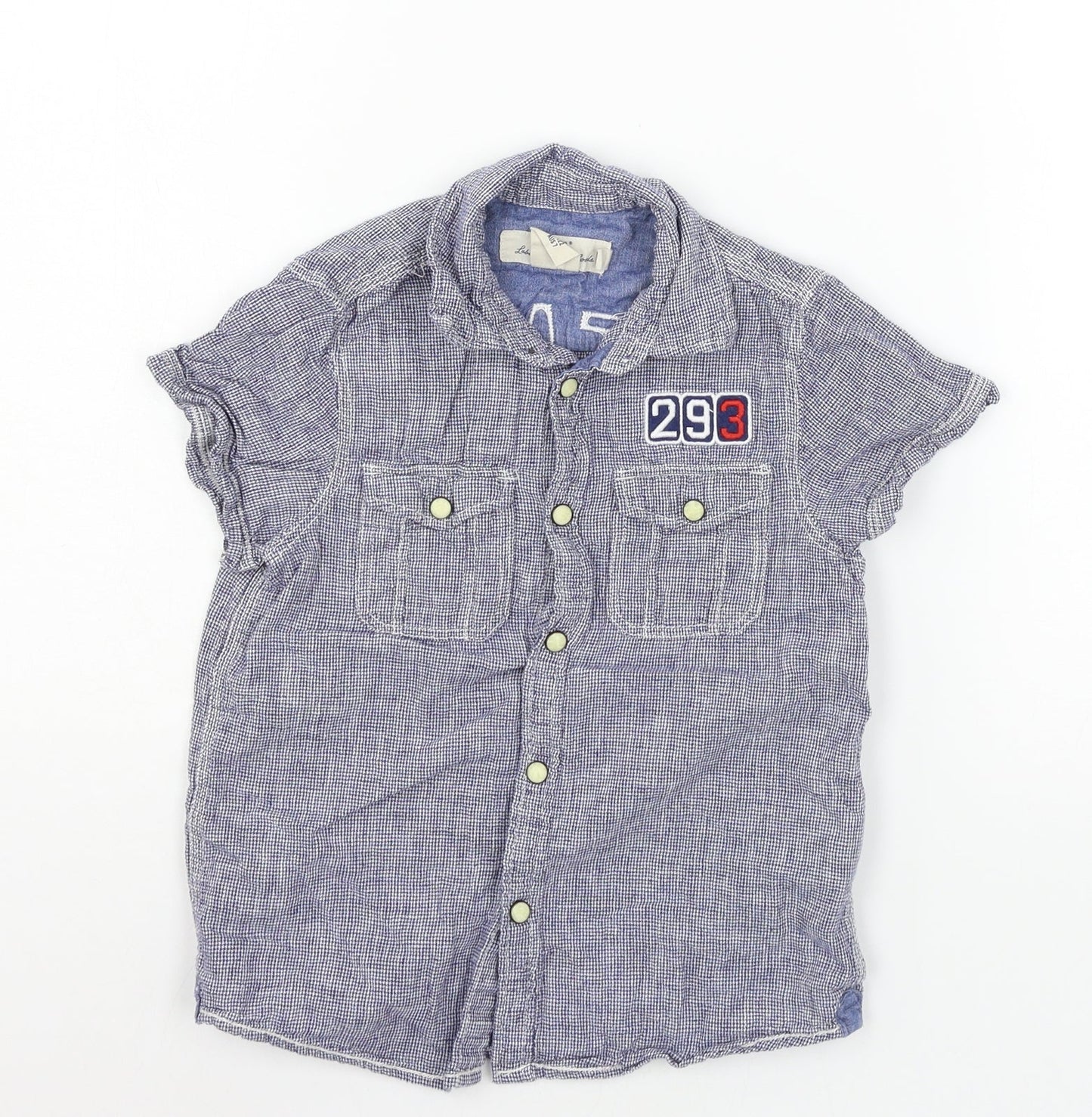 H&M Boys Blue Check  Basic Button-Up Size 7 Years  - Beach Point