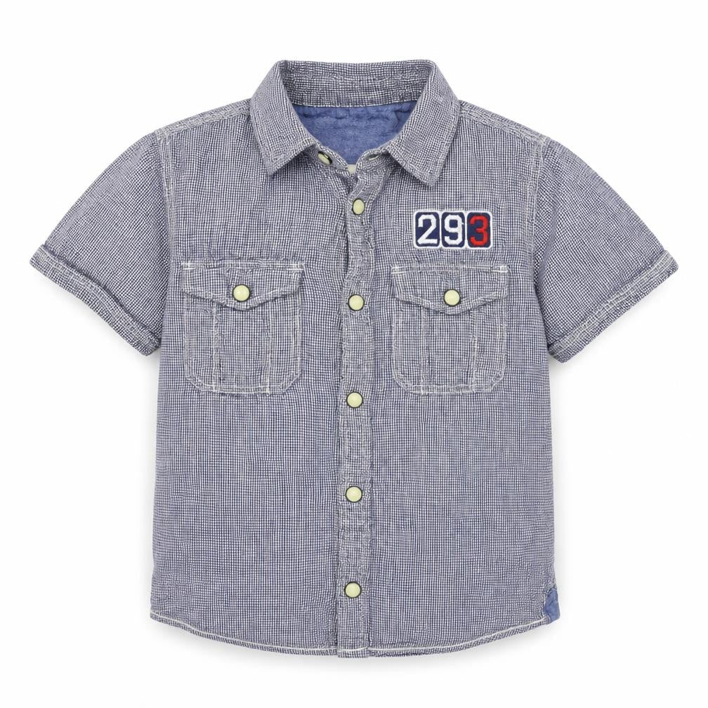 H&M Boys Blue Check  Basic Button-Up Size 7 Years  - Beach Point