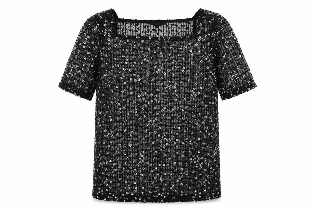NEXT Womens Black  Mesh Basic T-Shirt Size 6