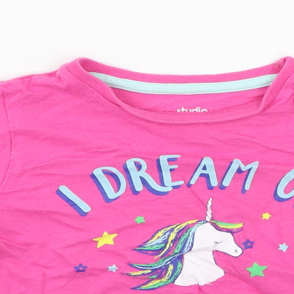Studio Girls Pink  Jersey Basic T-Shirt Size 3-4 Years  - Unicorn