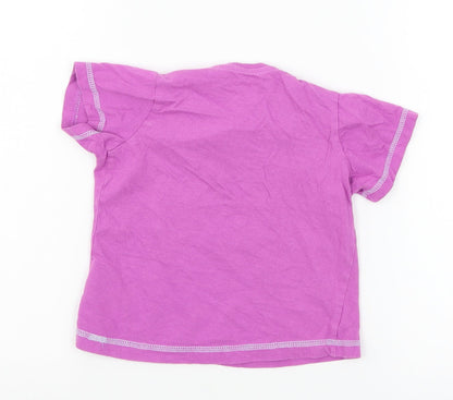 Back view of Studio girls’ purple jersey basic t-shirt, size 3-4, years - unicorn