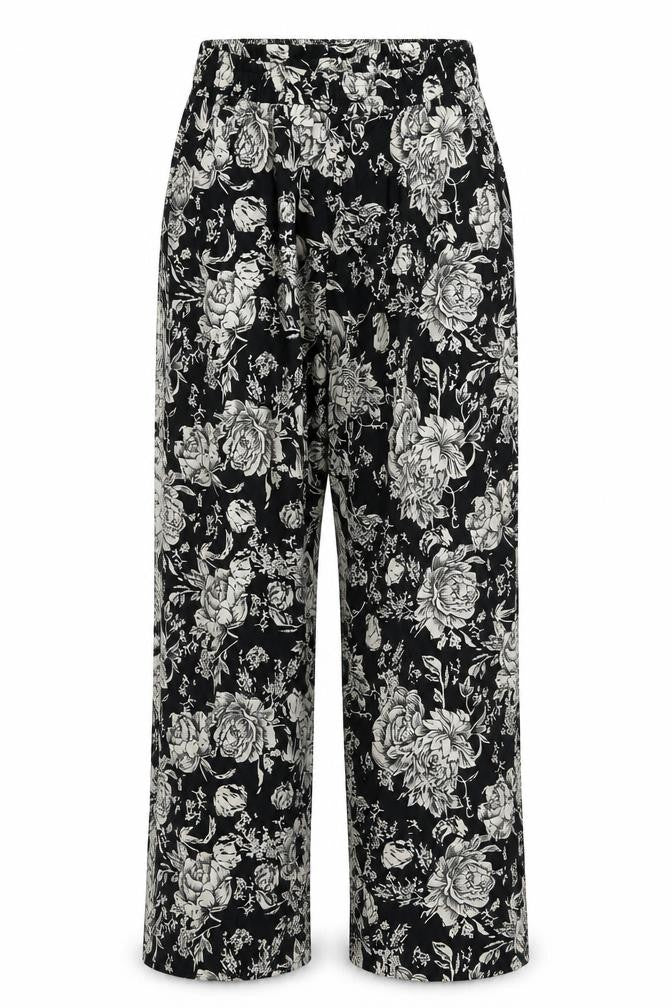 The Gud Look Womens Black Floral  Trousers  Size 4 L29 in