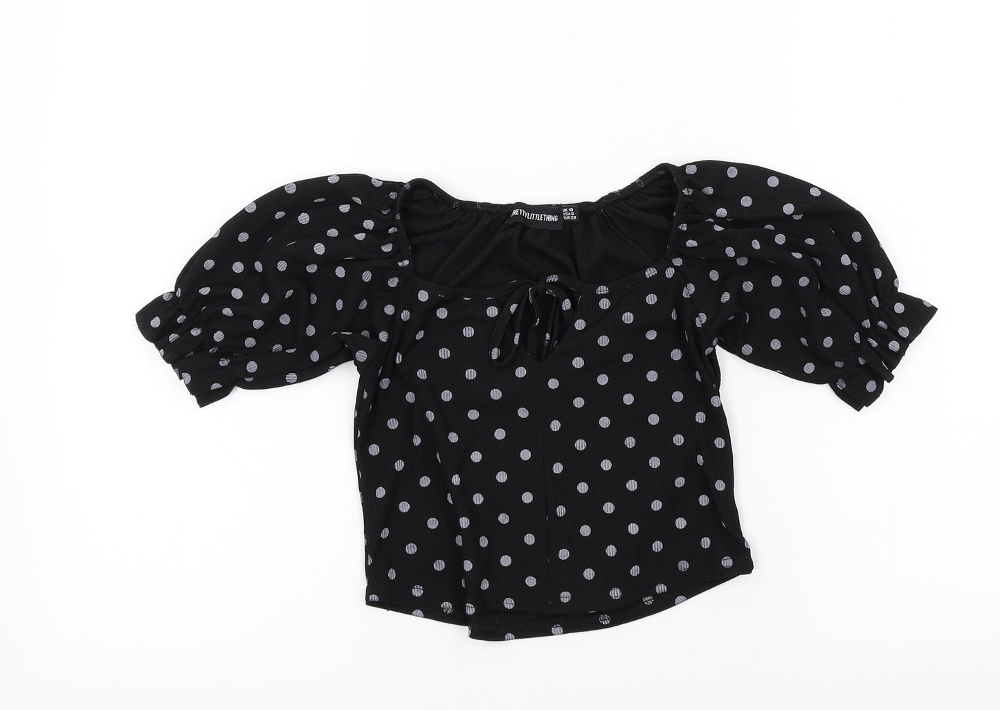 PRETTYLITTLETHING Womens Black Colourblock  Basic T-Shirt Size 10