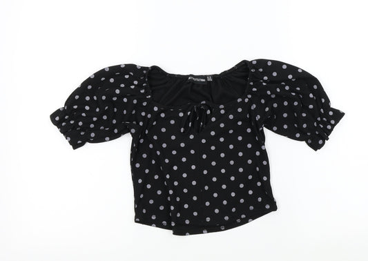 PRETTYLITTLETHING Womens Black Colourblock  Basic T-Shirt Size 10