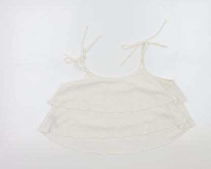 Back view of Miss Selfridge women’s white colourblock basic blouse, size UK 10