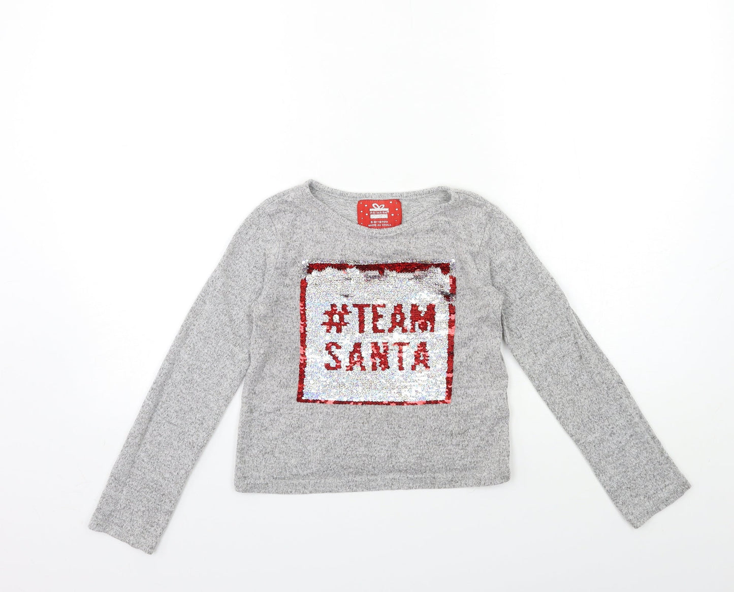 Primark Girls Grey   Basic T-Shirt Size 8 Years  - team santa