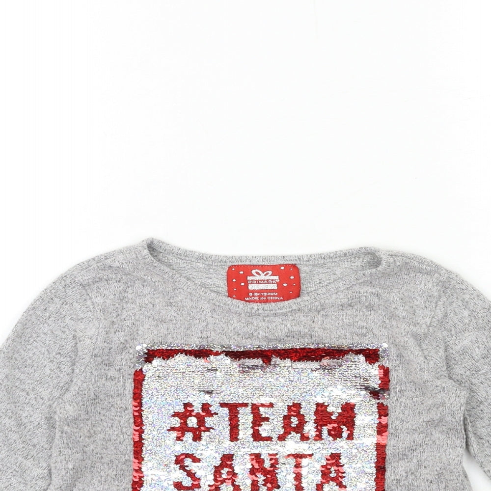 Primark Girls Grey   Basic T-Shirt Size 8 Years  - team santa