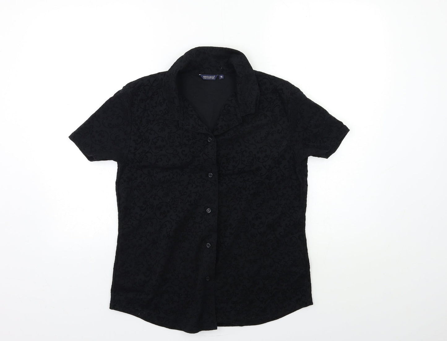 ragazza Womens Black Floral  Basic Button-Up Size XL