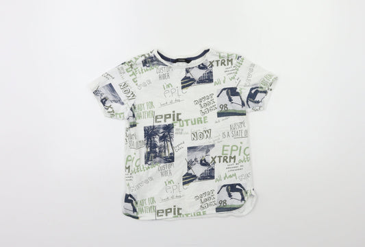 George Boys White Geometric  Basic T-Shirt Size 8-9 Years
