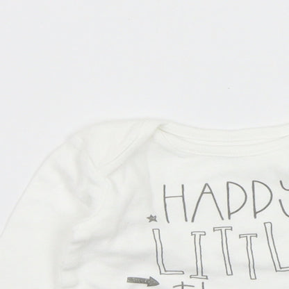 Close-up detail of Studio Baby White Basic T-Shirt, size 0-3, Months