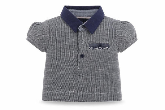 Front view of Primark boys’ grey basic polo, size 0-3, months