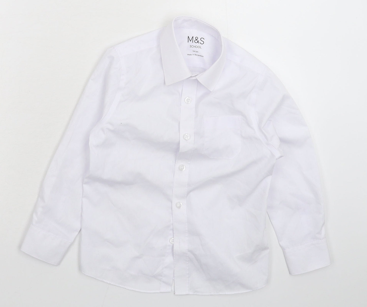 Marks and Spencer Boys White   Basic Button-Up Size 5-6 Years  - School