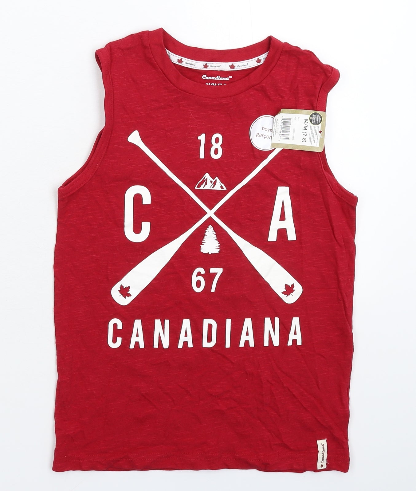 Canadiana Boys Red   Basic Tank Size 7-8 Years