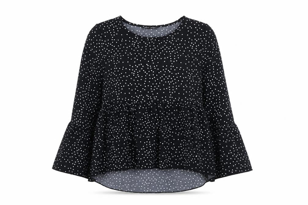 SheIn Womens Black Polka Dot  Basic Blouse Size S