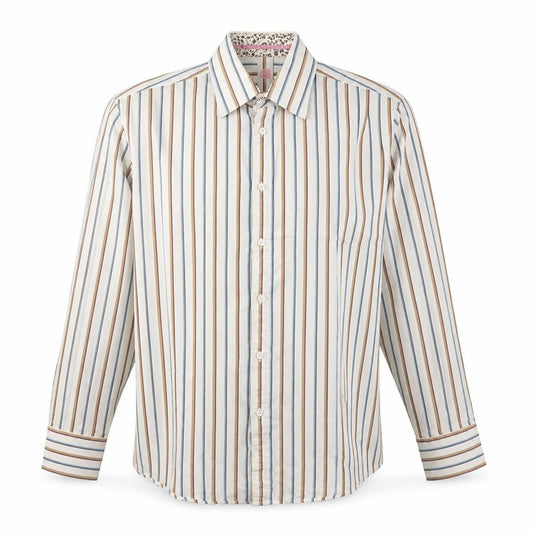 Burton Mens White Striped   Button-Up Size L