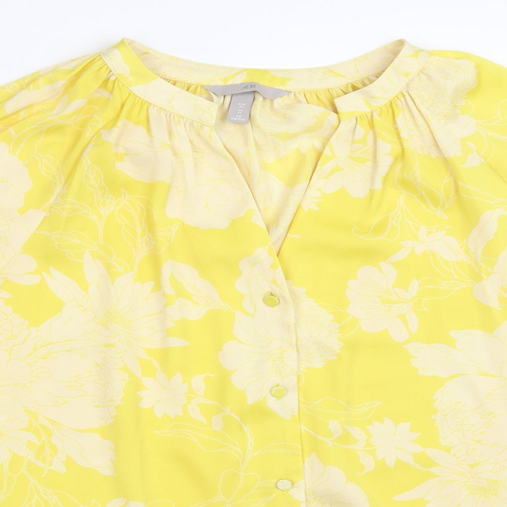 H&M Womens Yellow   Basic Button-Up Size 14
