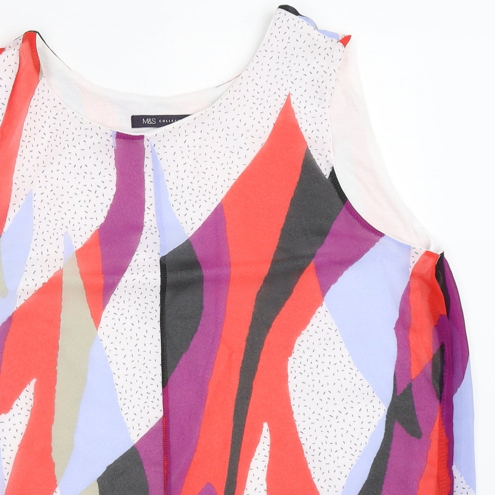 Marks and Spencer Womens White Geometric  Basic Blouse Size 12
