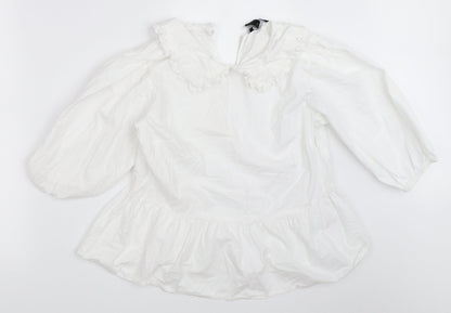 Preloved New Look Womens White   Basic Blouse Size 10 - Front