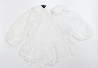 Preloved New Look Womens White   Basic Blouse Size 10 - Back