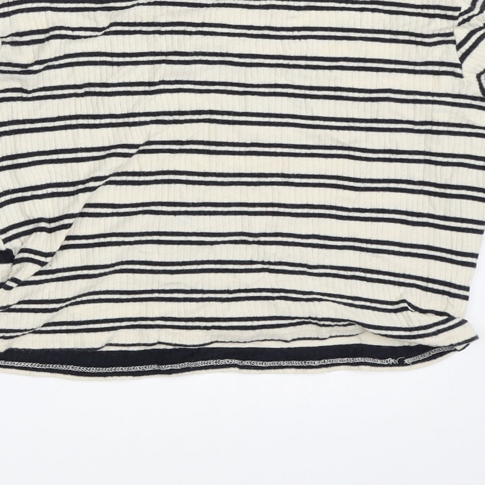 Topshop Womens Beige Striped  Basic T-Shirt Size 8