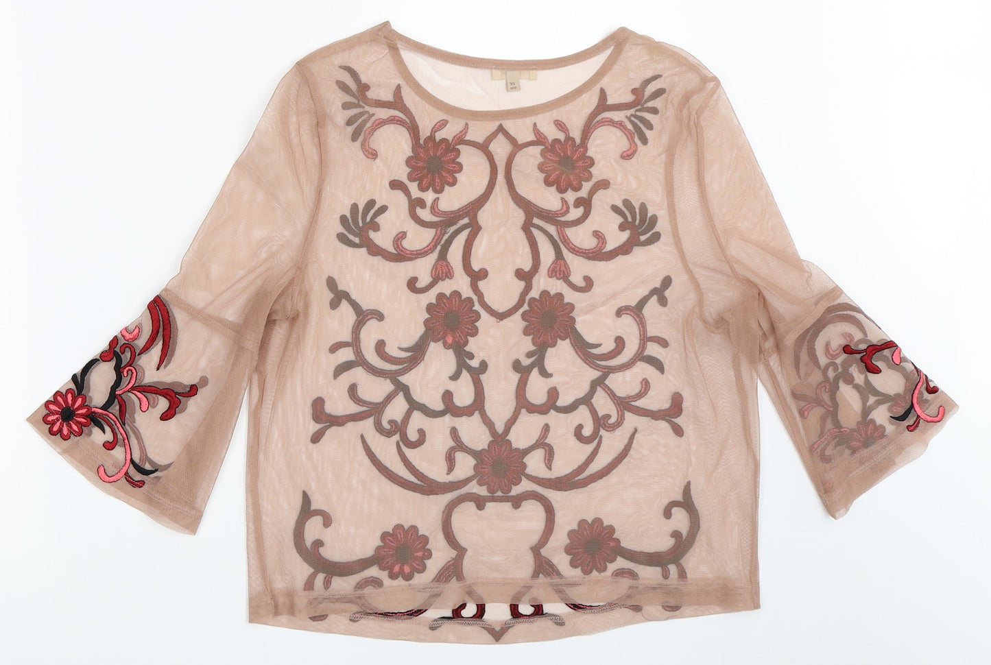 River Island Womens Beige  Mesh Basic Blouse Size 10