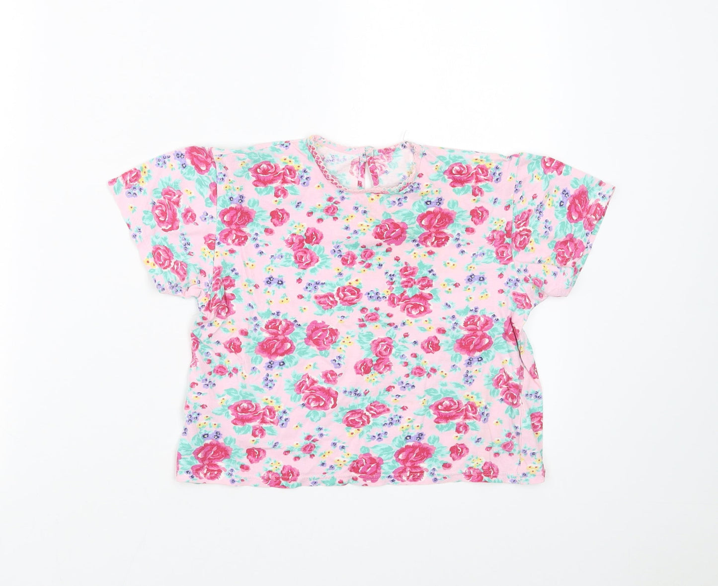 Marks and Spencer Girls Pink Floral  Basic T-Shirt Size 3-4 Years