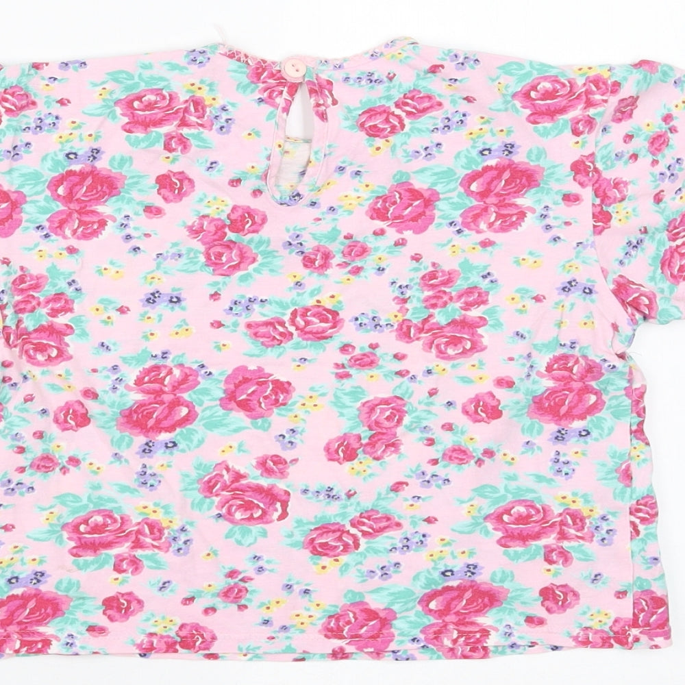 Marks and Spencer Girls Pink Floral  Basic T-Shirt Size 3-4 Years