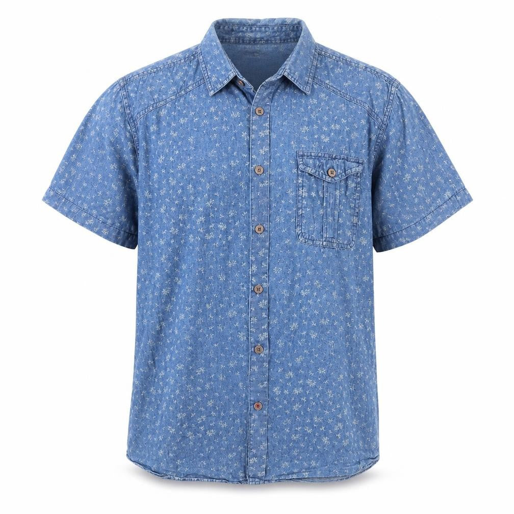 H.J.H. Mens Blue Floral   Button-Up Size L