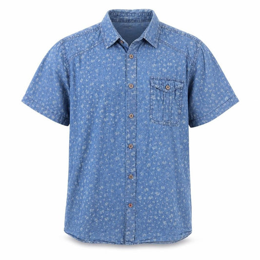 H.J.H. Mens Blue Floral   Button-Up Size L