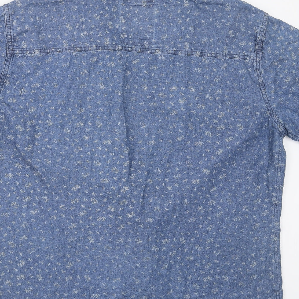 H.J.H. Mens Blue Floral   Button-Up Size L