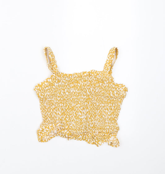 Primark Girls Yellow Geometric  Basic Blouse Size 8-9 Years  - Cropped