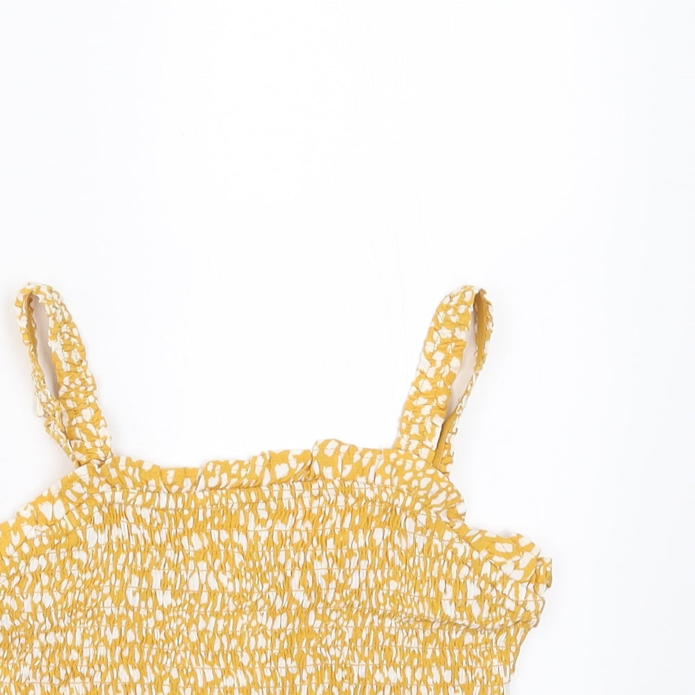 Primark Girls Yellow Geometric  Basic Blouse Size 8-9 Years  - Cropped
