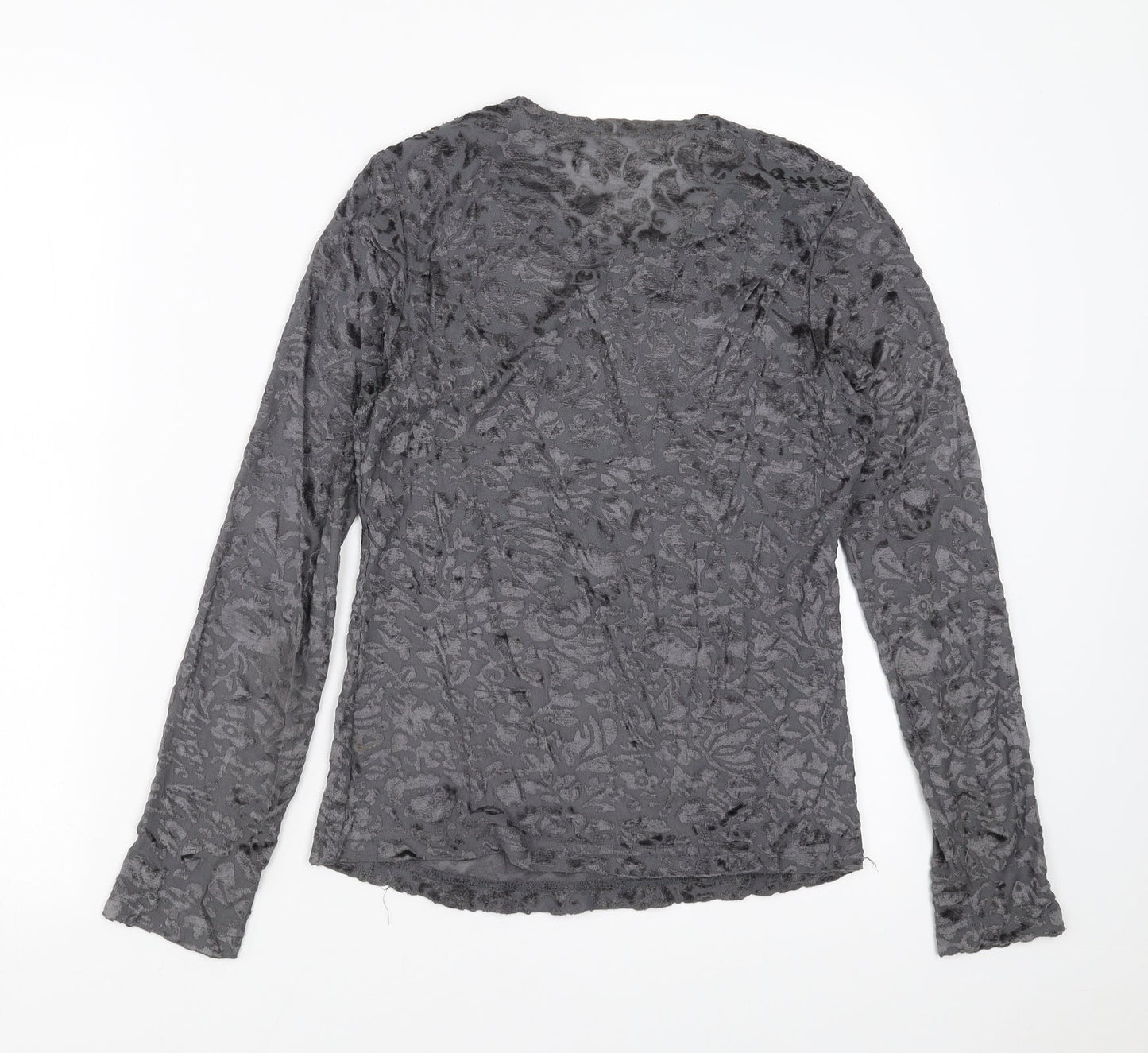 Preworn Womens Grey Geometric  Basic Blouse Size M