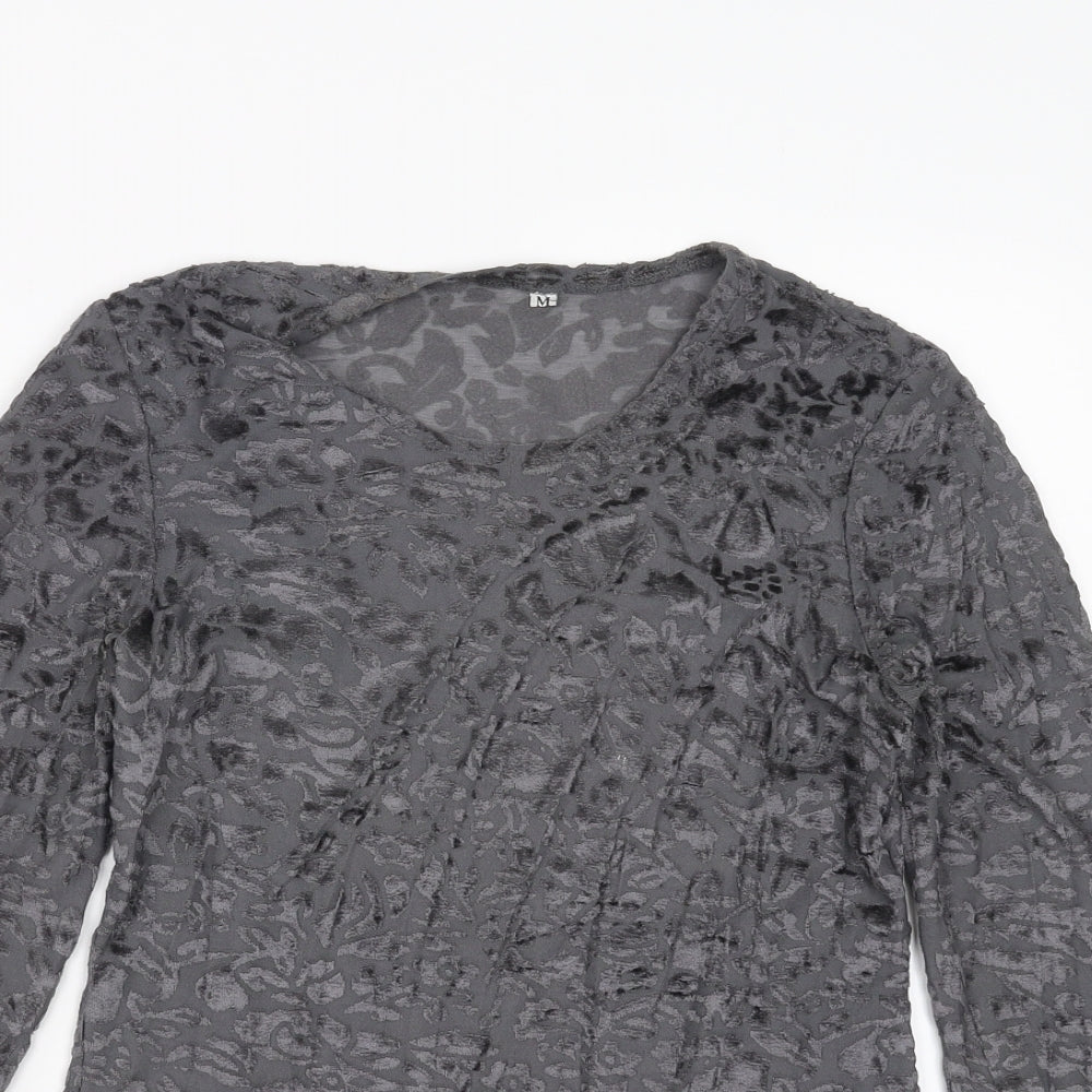 Preworn Womens Grey Geometric  Basic Blouse Size M