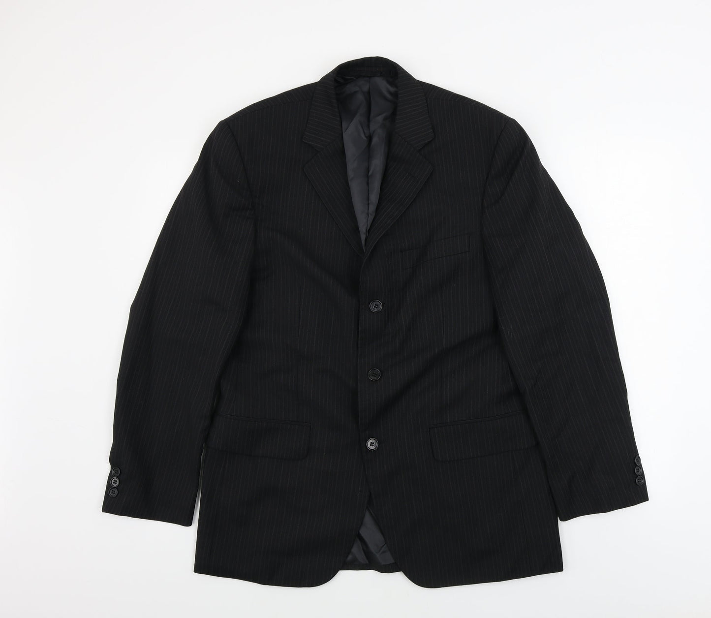 Sovereign  Mens Black Striped  Jacket Blazer Size 38