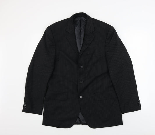 Sovereign  Mens Black Striped  Jacket Blazer Size 38