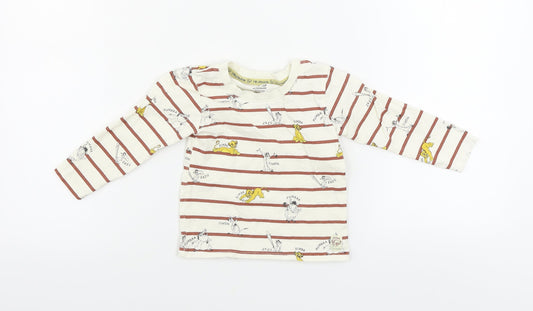 Primark  Boys Beige Striped  Basic T-Shirt Size 12-18 Months  - Lion King