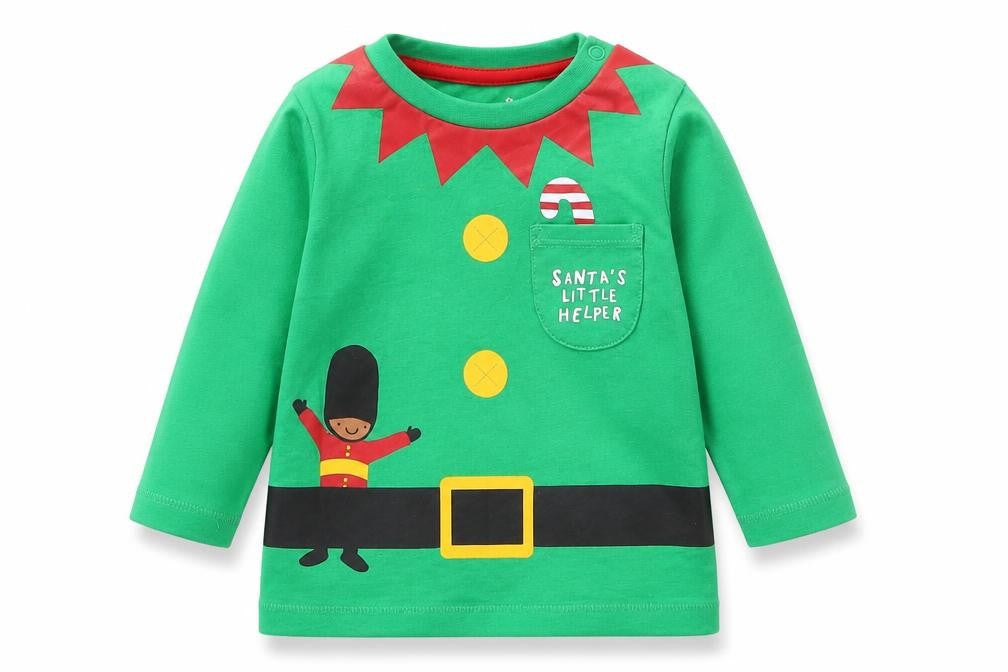 F&F Baby Green   Basic T-Shirt Size 6-9 Months  - Santa's Little Helper