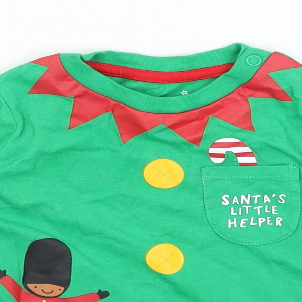 F&F Baby Green   Basic T-Shirt Size 6-9 Months  - Santa's Little Helper