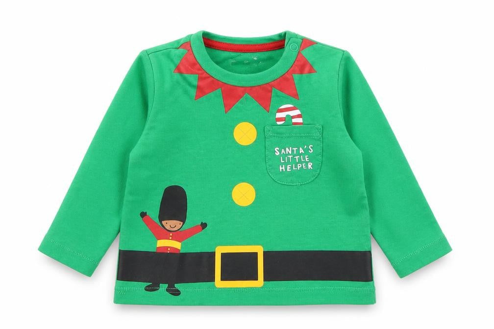 F&F Baby Green   Basic T-Shirt Size 6-9 Months  - Santa's Little Helper