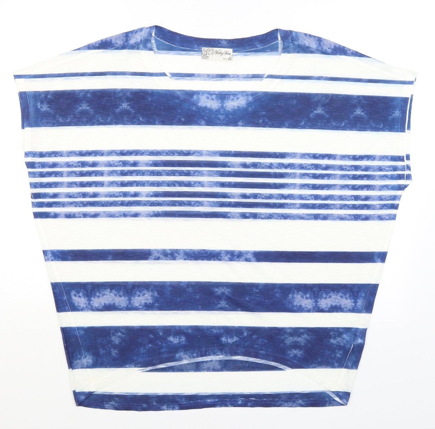 Voulez Vous Womens White Striped  Basic T-Shirt Size M