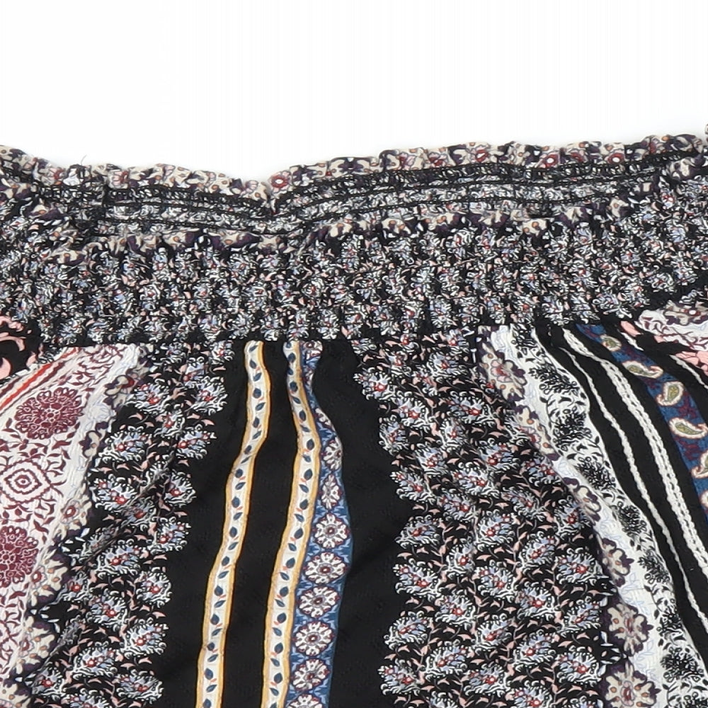 Topshop Womens Black Floral  Cropped Blouse Size 10
