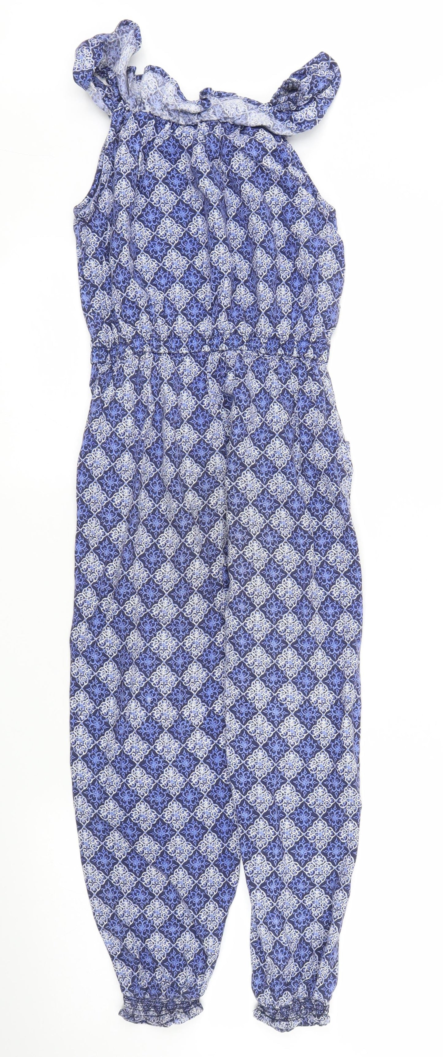 Monsoon Girls Blue Argyle/Diamond  Jumpsuit One-Piece Size 8 Years