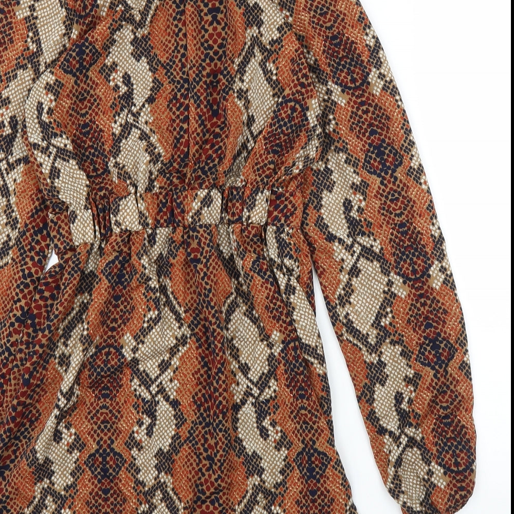 AX Paris Womens Brown Animal Print  A-Line  Size 8  - Snake print