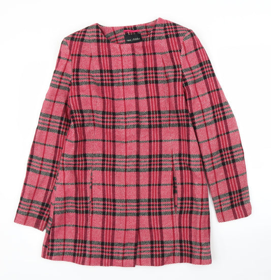 NEXT Womens Pink Plaid  Overcoat Coat Size 10
