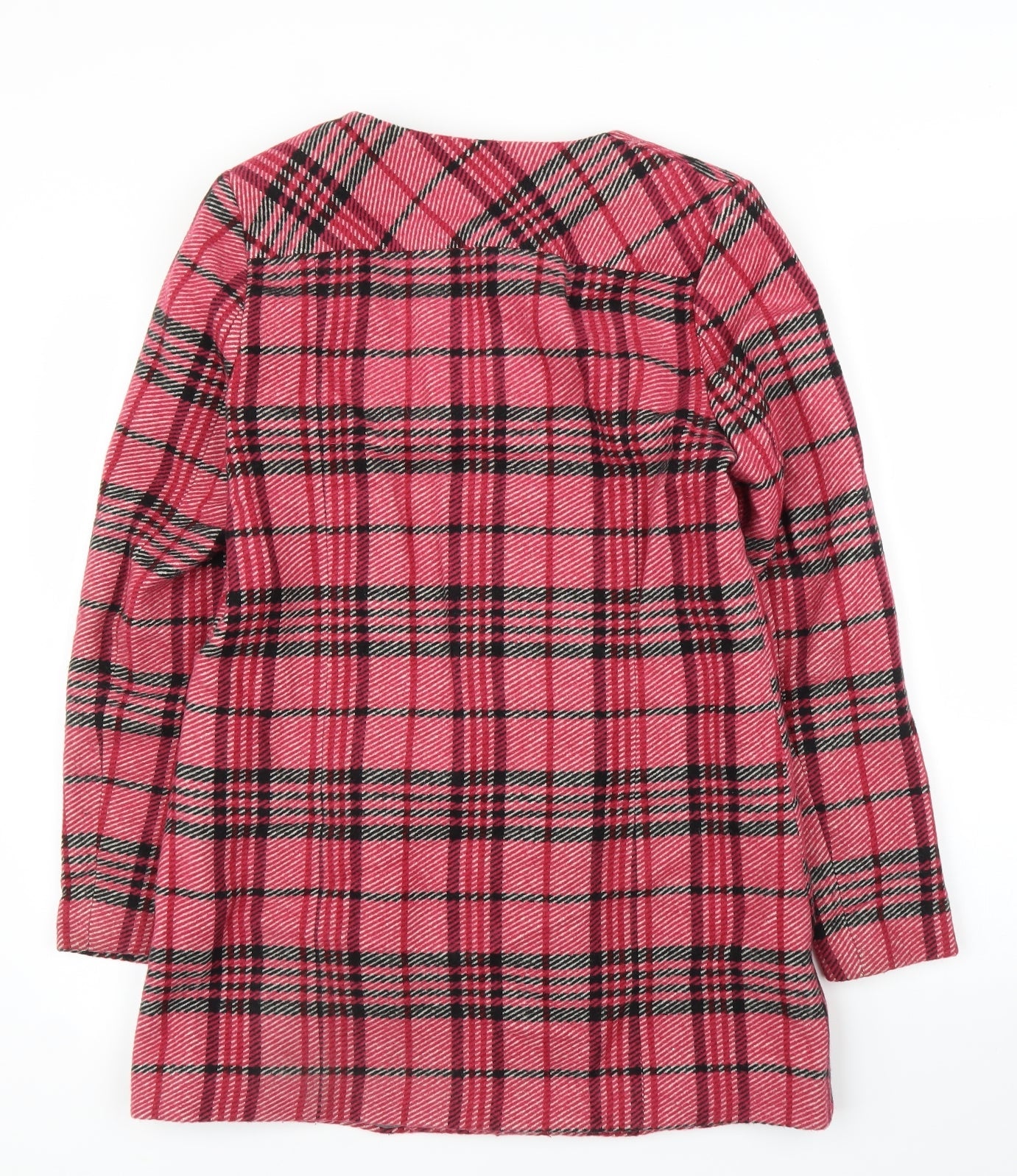 NEXT Womens Pink Plaid  Overcoat Coat Size 10